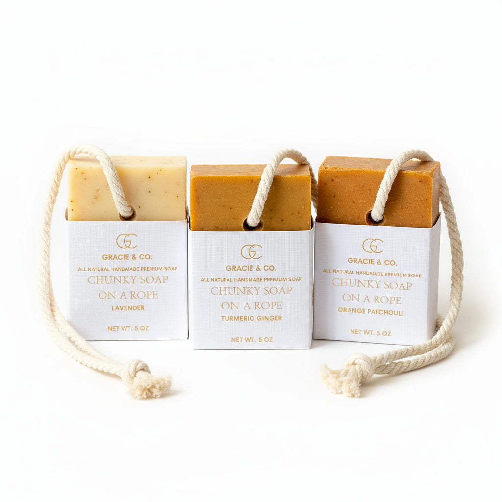 Image 1: Chunky Soap On A Rope Orange Patchouli- Handmade Natural Soap